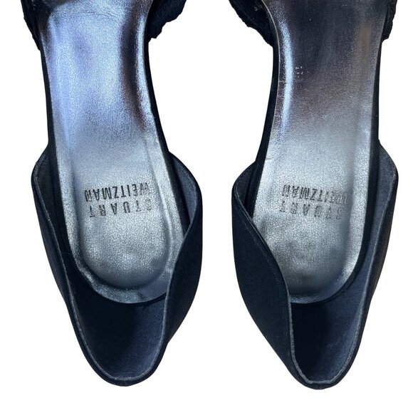 Stuart Weitzman Women’s Pyrite Nocturn Black Bowover Pointed-Toe Heels Sz M6 - Picture 9 of 10